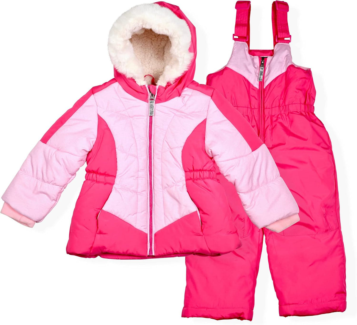 Girls' Bib Snow Pants and Ski Jacket Water-Resistant Snowsuit for Kids Winter Hooded Jacket