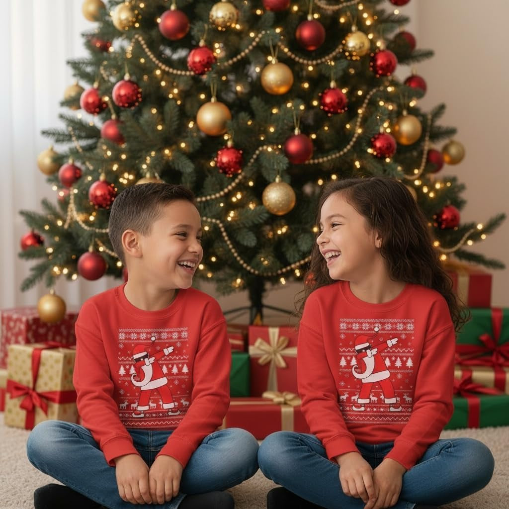 Dabbing Santa Kids Christmas Sweatshirt Boy Youth Ugly Holiday