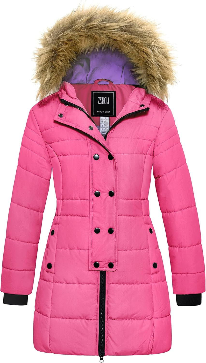 Girls' Long Winter Coat Waterproof Warm Puffer Jacket Hooded Parka