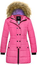Girls' Long Winter Coat Waterproof Warm Puffer Jacket Hooded Parka