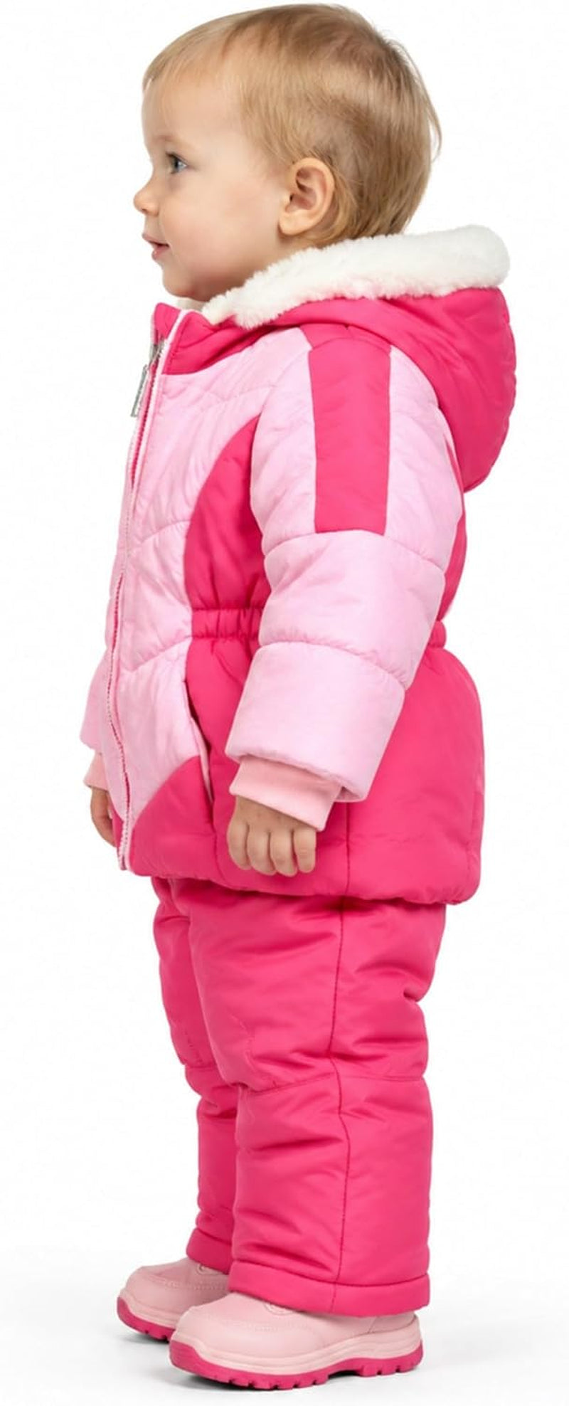 Girls' Bib Snow Pants and Ski Jacket Water-Resistant Snowsuit for Kids Winter Hooded Jacket