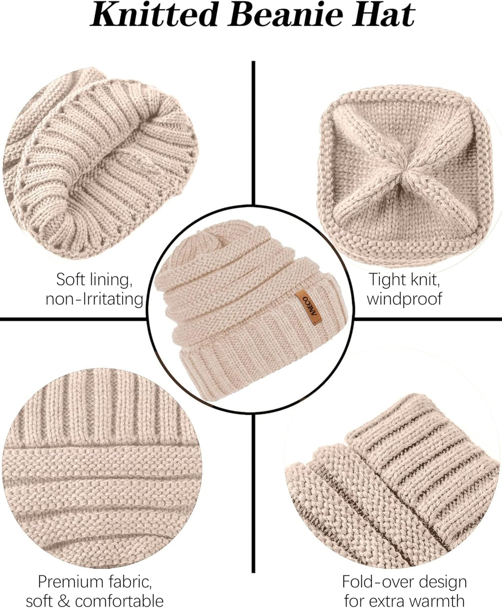 Winter Warm Knitted Scarf Beanie Hat and Gloves Set Men & Women'S Soft Stretch Hat Scarf and Mitten Set