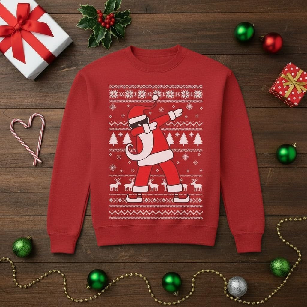 Dabbing Santa Kids Christmas Sweatshirt Boy Youth Ugly Holiday