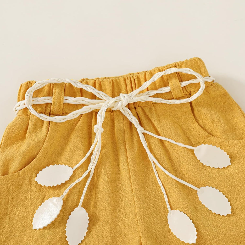 Toddler Baby Girls Clothes Watermelon T-Shirt + Linen Shorts with Belt Cute Summer Short Set