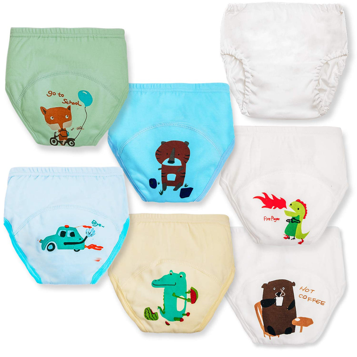 6-Piece Boys' Potty Training Underwear - 100% Cotton, Soft & Absorbent Reusable Training Pants with Potty Sticker Chart - Perfect for 2T-4T Toddlers