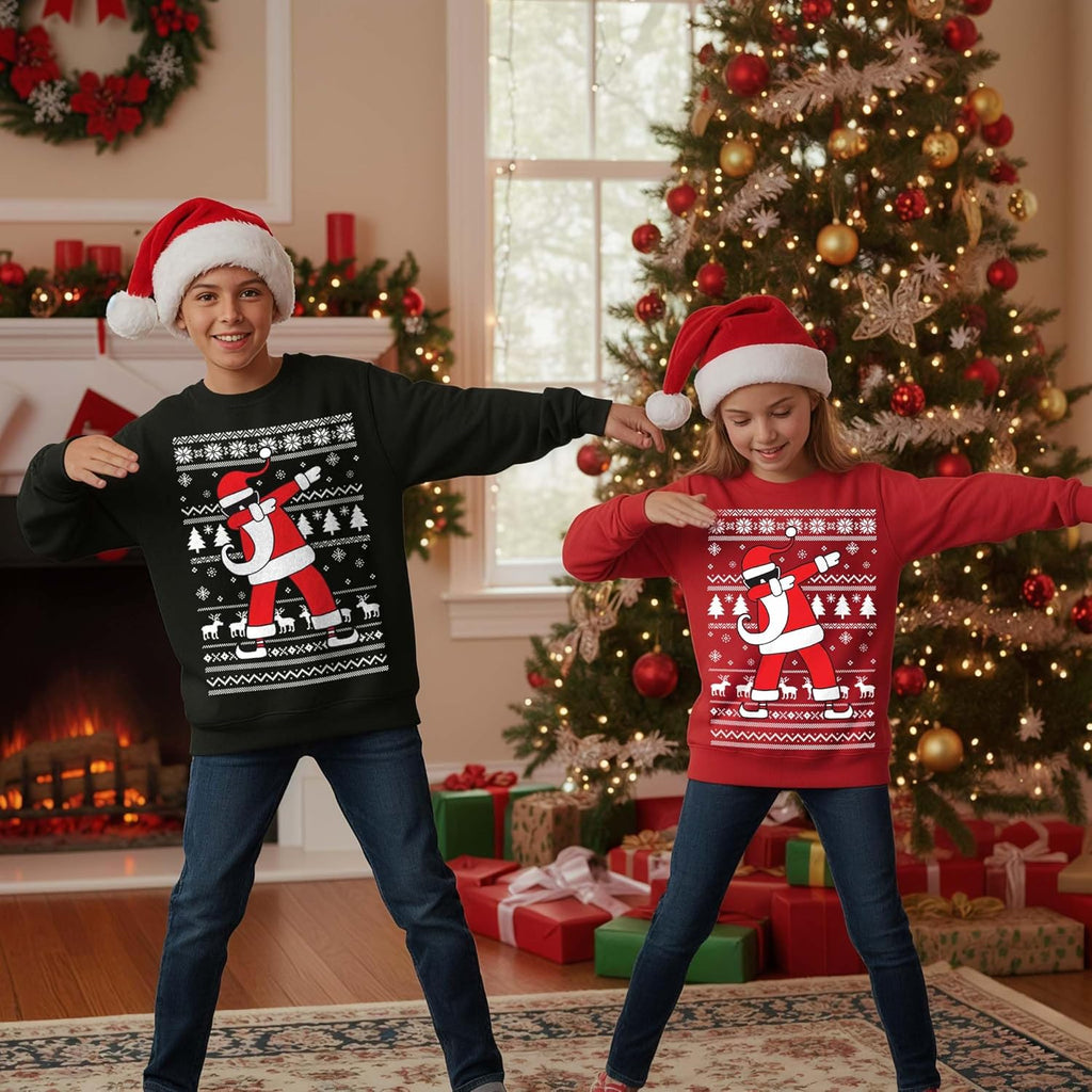 Dabbing Santa Kids Christmas Sweatshirt Boy Youth Ugly Holiday