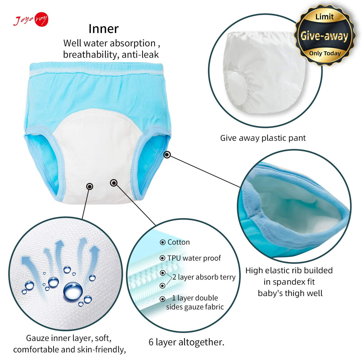 6-Piece Boys' Potty Training Underwear - 100% Cotton, Soft & Absorbent Reusable Training Pants with Potty Sticker Chart - Perfect for 2T-4T Toddlers